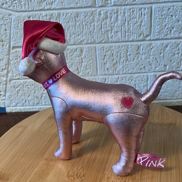Victoria's Secret PINK Dog Metallic Pink, Santa Hat, 7", EUC, Collectible - Picture 4 of 7